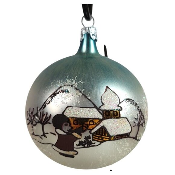 Trim a Home Ornament Hand Painted Imported Glass Sparkle Snow Winter Vintage - Picture 2 of 10
